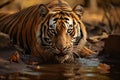 Incredible Bengal tiger blends harmoniously with the awe inspiring beauty of nature