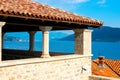 Incredible bright seascape. View from a high point of the city on the mountains and the sea. Herceg Novi