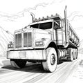 Incredible Coloring Pages of Construction Dump Trucks. Generative AI