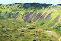 Incredible Crater Lake of Rano Kau Volcano View from Orongo Ceremonial Village on Easter Island, Chile Royalty Free Stock Photo
