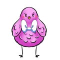 Incredible digital illustration of Easter symbol nice pink Easter chick with cute white bow isolated on white background Royalty Free Stock Photo