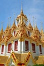 Incredible Golden Spires of the Historic Loha Prasat Iron Castle inside Wat Ratchanatdaram Temple, Bangkok, Thailand