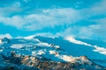 Incredible Icelandic landscapes. Snow-capped mountains and glacier. Sunset