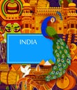 Incredible India background depicting Indian colorful culture and religion