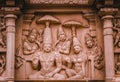 Beautiful Pallava architecture & exclusive sculptures at The Kanchipuram Kailasanathar temple, Oldest temple in Kanchipuram Royalty Free Stock Photo