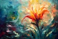 Incredible magical flower. Oil painting in impressionism style