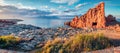 Incredible morning view of Red Rocks Beach, Arbatax. Royalty Free Stock Photo