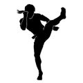 Black silhouette muaythai combat duel sparing vector