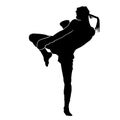 Black silhouette muaythai combat duel sparing vector