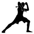 Black silhouette muay thai vector