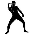 Black silhouette muay thai vector