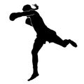 Black silhouette muaythai combat duel sparing vector