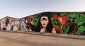 Incredible murals of cultural icons on the walls of Ad Diriyah, Riyadh, Saudi Arabia