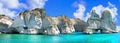 Impressive rocks and turquoise sea,Kleftiko,milos island,Greece Royalty Free Stock Photo