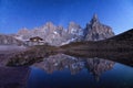 Incredible night landscape at Baita Segantini mountain refuge