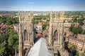 Incredible panoramic view of the city of York and the rooftop and spires of York Minster Cathedral In Yorkshire, England Royalty Free Stock Photo