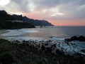 A twilight hour on the wild black sand beach, Tenerife, Canary Islands Royalty Free Stock Photo