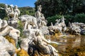 Incredible shot of a group of marble sculptures of the fountain of Venus and Adonis , Italy