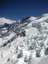 Incredible snow covered mountain scenery on top of the mount Jungfrau in Switzerland 5.6.2015 Royalty Free Stock Photo