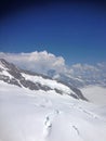 Incredible snow covered mountain scenery on top of the mount Jungfrau in Switzerland 5.6.2015 Royalty Free Stock Photo