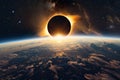 incredible Solar Eclipse over the planet Earth Royalty Free Stock Photo