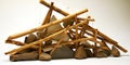 Incredible structure made of sticks. Zen mediation concept. Generative AI Royalty Free Stock Photo