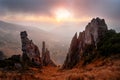 Incredible sunrise colors in Carpathian Mountains