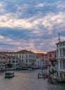 Incredible sunset view and traditional venetian architecture seen from the grand canal in Venice, Italy