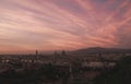 Incredible sunset in Florence, landscape in the red time of day