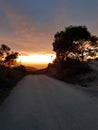 Incredible sunset at the westcoast in Portugal Royalty Free Stock Photo