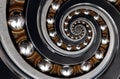 Incredible unrealistic surreal industrial Ball Bearing spiral abstract pattern background. Spiral machinery abstract surreal