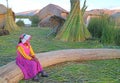 Incredible Uros Floating Islands All Built of Totora Reeds on the Peruvian Dide of Lake Titicaca, Peru Royalty Free Stock Photo