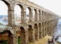 Incredible View of the Aqueduct of Segovia on a Rainy Day, Segovia Royalty Free Stock Photo