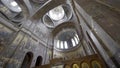 Incredible view of old interior of the ceiling decorated by religious painting. Action. View inside of an ancient church Royalty Free Stock Photo