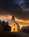 Incredible view on small iIlluminated chapel Royalty Free Stock Photo