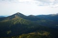An incredible view of the summer Carpathian mountains from the top of Mount Petros, Ukraine Royalty Free Stock Photo