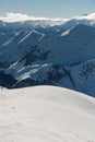 Incredible view of winter mountain ranges covered with white snow. Pristine nature Royalty Free Stock Photo