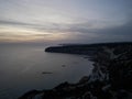 Incredible views from the rocky Kourion beach. Breathtaking Cyprus. Rest for the eyes. Drone view Royalty Free Stock Photo