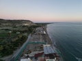 Incredible views from the rocky Kourion beach. Breathtaking Cyprus. Rest for the eyes. Drone view Royalty Free Stock Photo