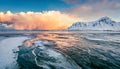 Incredible winter view of Lofoten Islands, Norway, Europe.