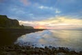 Beautiful dawn sunset on the shore of the Atlantic Ocean.