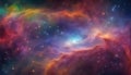 Incredibly beautiful galaxy in outer space. Nebula night starry sky in rainbow colors