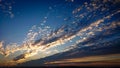 Incredibly beautiful sunrise over an endless horizon. The sky is dark blue at the top and yellow crimson at the bottom of the Royalty Free Stock Photo