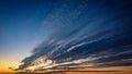 Incredibly beautiful sunrise over an endless horizon. The sky is dark blue at the top and yellow crimson at the bottom of the Royalty Free Stock Photo