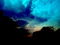 Sunset, sunrise landscape, panorama.Beautiful nature.Blue Sky, amazing colorful clouds.Natural Background.Artistic Wallpaper. Royalty Free Stock Photo