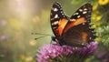 An incredibly charming butterfly sits on a flower