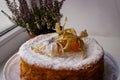 Incredibly Delicious Home Baked Cake. The Top Is Decorated With Edible Physalis Fruits