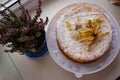 Incredibly Delicious Home Baked Cake. The Top Is Decorated With Edible Physalis Fruits