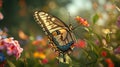 Incredibly detailed, very large butterfly, its intricate wings mesmerize viewers, Ai Generated