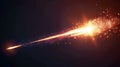 Incredibly realistic night flare glow from rocket tail. Fireball or missile burst ui vfx at night. Asteroid speed fall Royalty Free Stock Photo